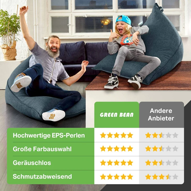 Triangel Sitzsack in Leinen-Optik