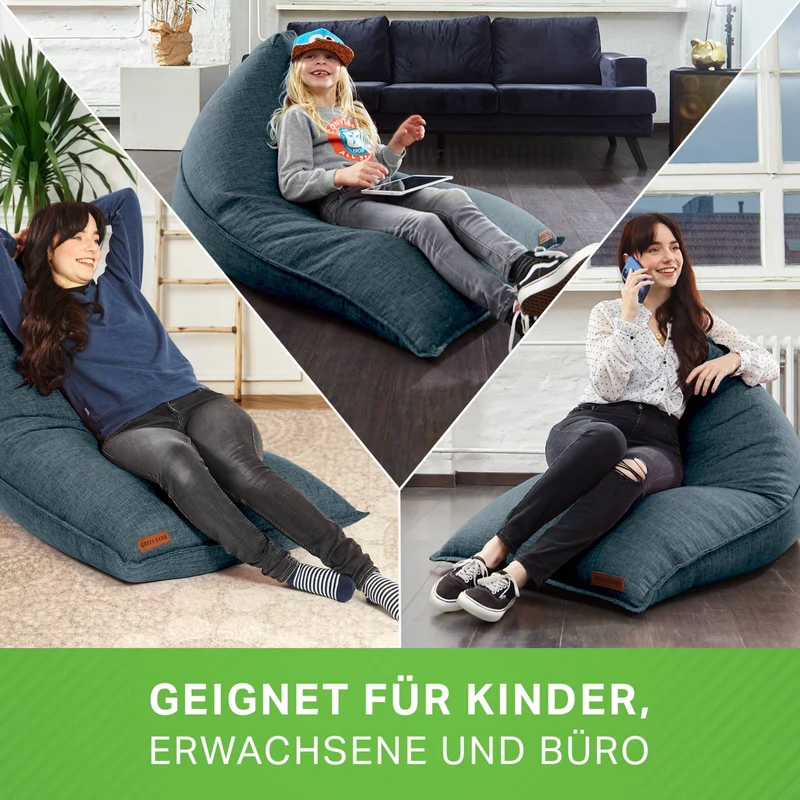 Triangel Sitzsack in Leinen-Optik