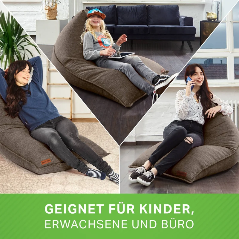 Triangel Sitzsack in Leinen-Optik