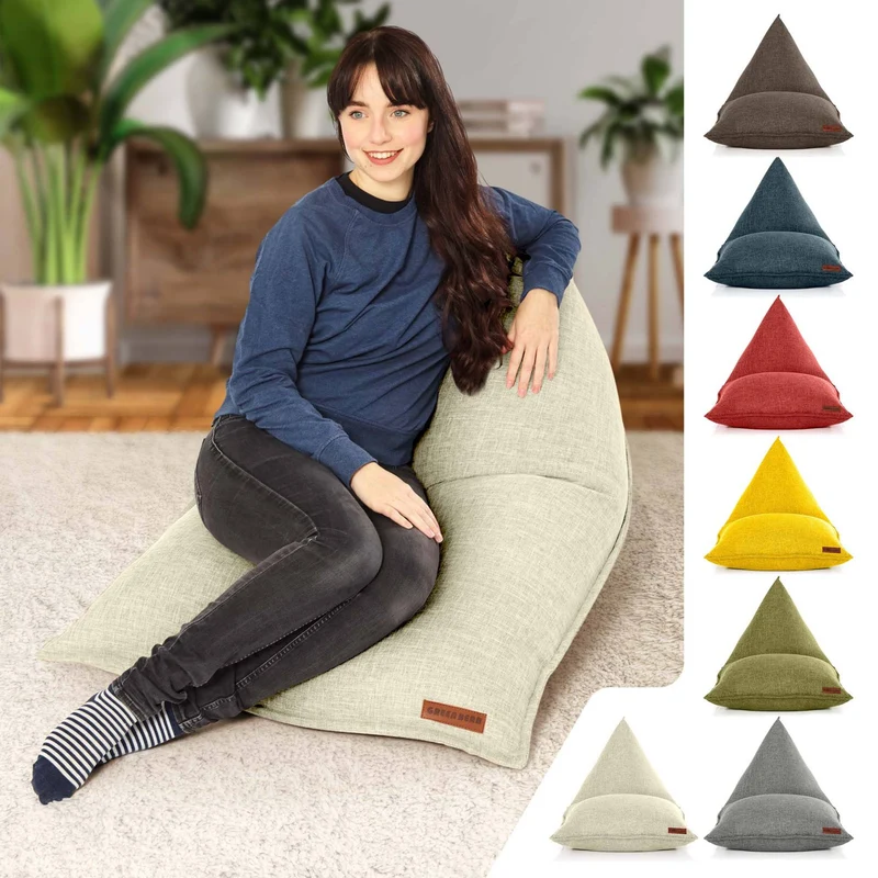 Triangel Sitzsack in Leinen-Optik