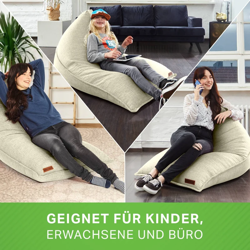 Triangel Sitzsack in Leinen-Optik