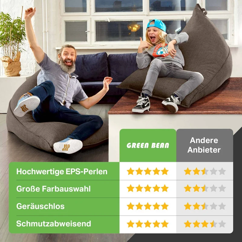 Triangel Sitzsack in Leinen-Optik