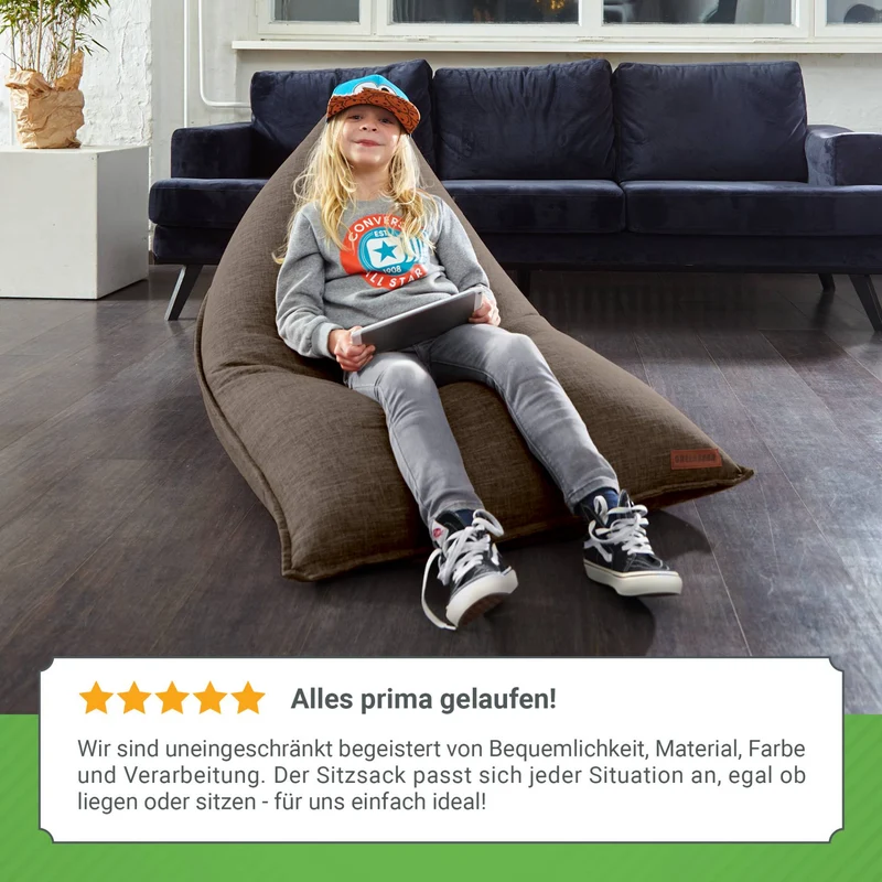 Triangel Sitzsack in Leinen-Optik