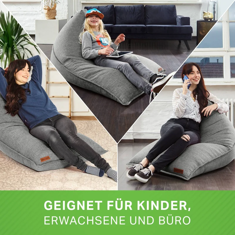 Triangel Sitzsack in Leinen-Optik