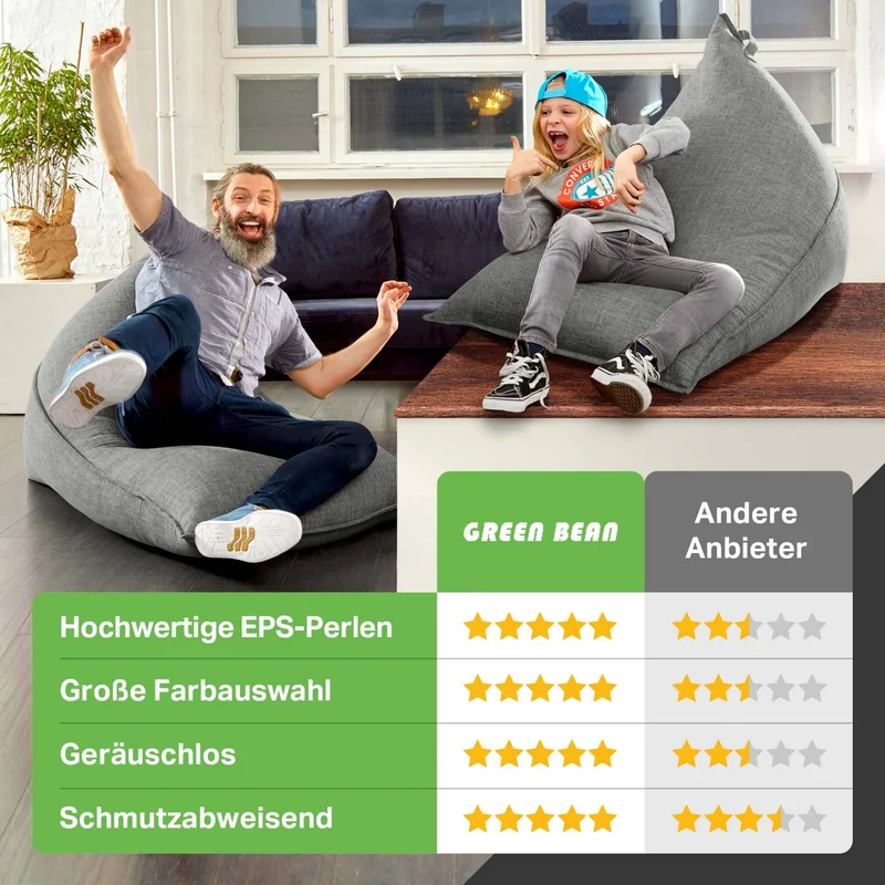 Triangel Sitzsack in Leinen-Optik
