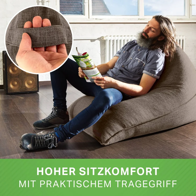 Triangel Sitzsack in Leinen-Optik