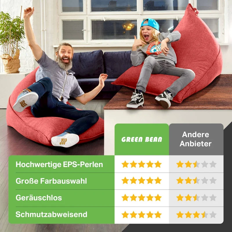 Triangel Sitzsack in Leinen-Optik