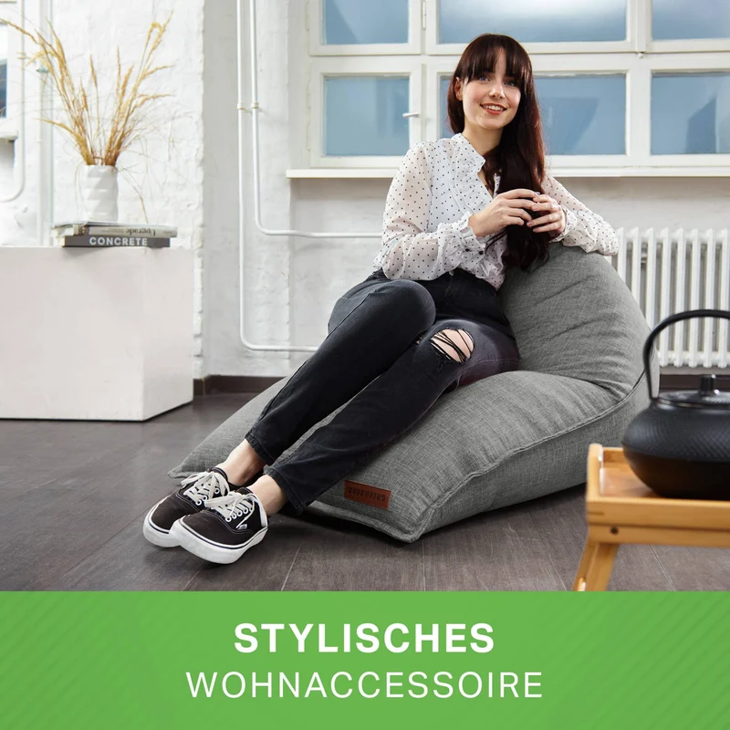 Triangel Sitzsack in Leinen-Optik