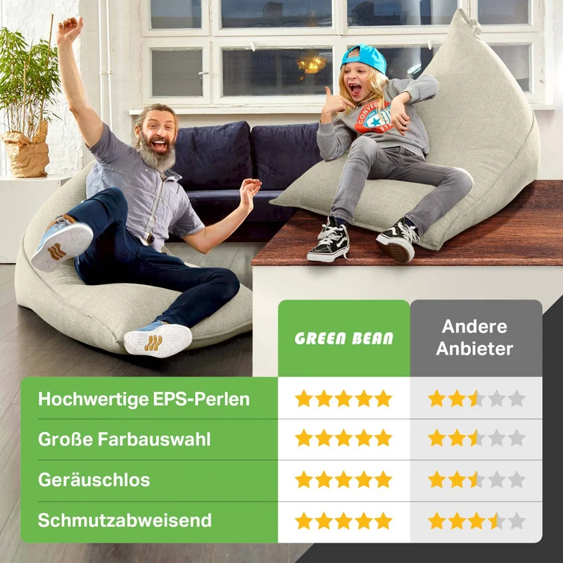 Triangel Sitzsack in Leinen-Optik