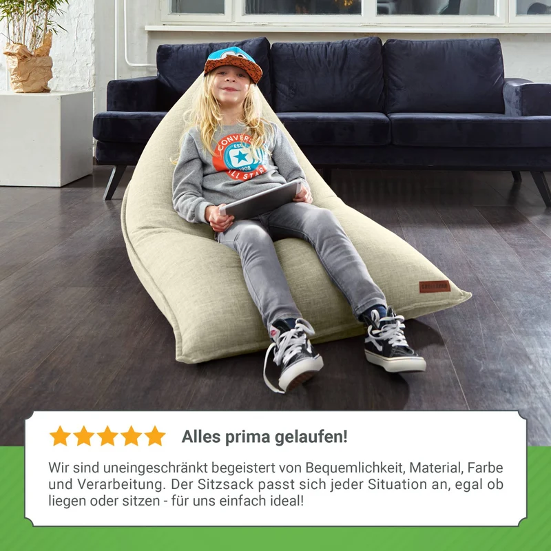 Triangel Sitzsack in Leinen-Optik