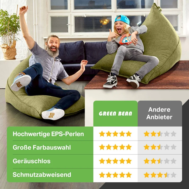Triangel Sitzsack in Leinen-Optik