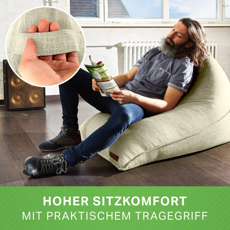 Triangel Sitzsack in Leinen-Optik