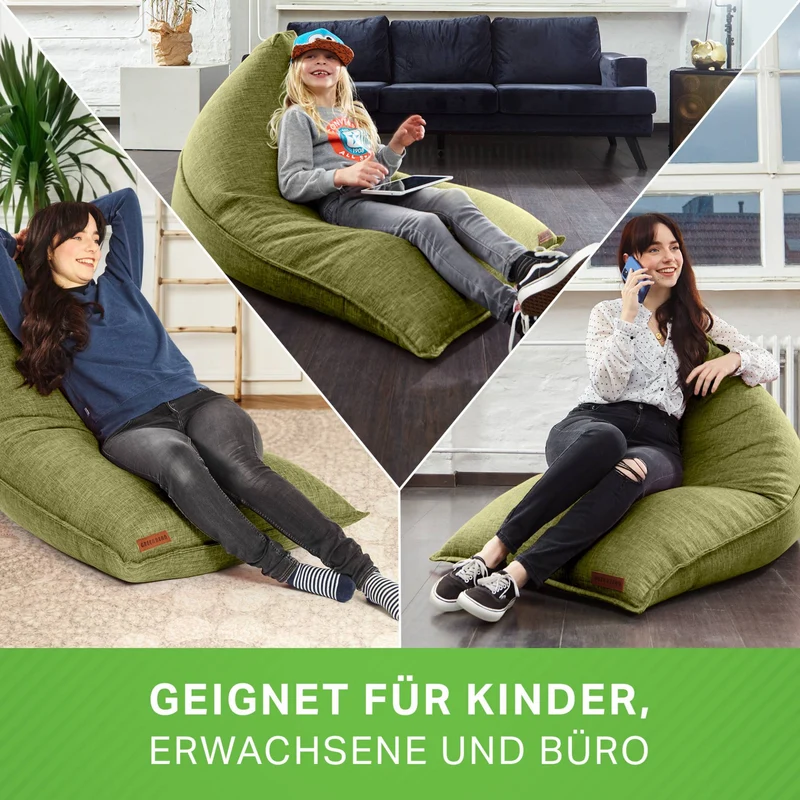 Triangel Sitzsack in Leinen-Optik