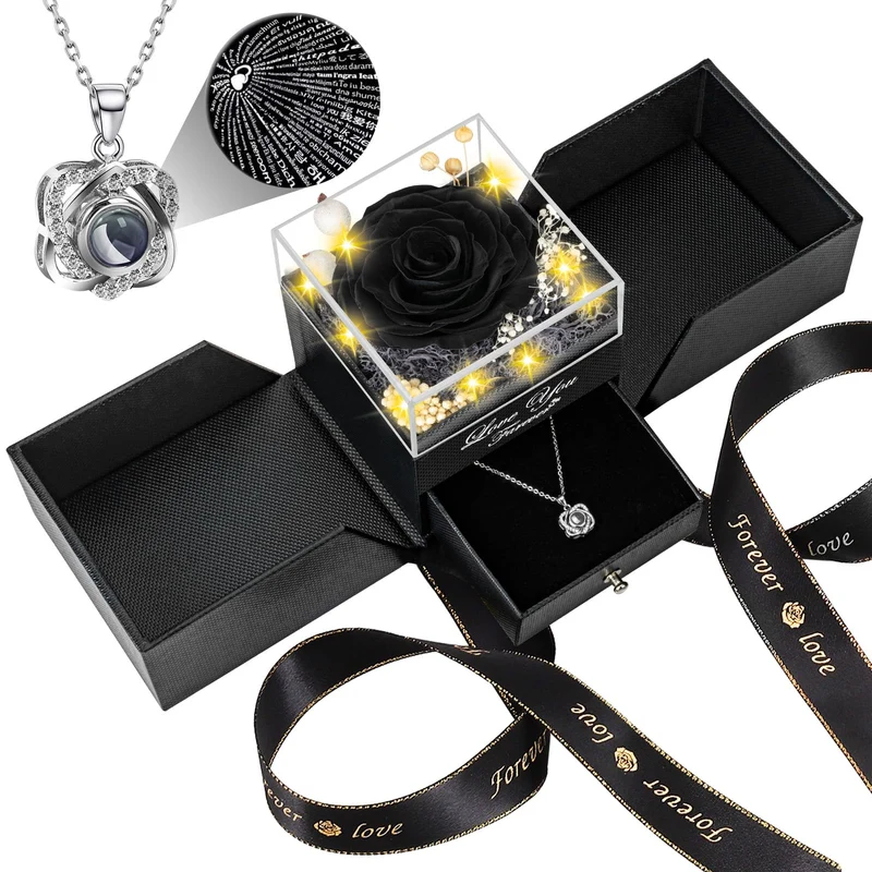 Preserved Black Real Rose-Eternal Flowers