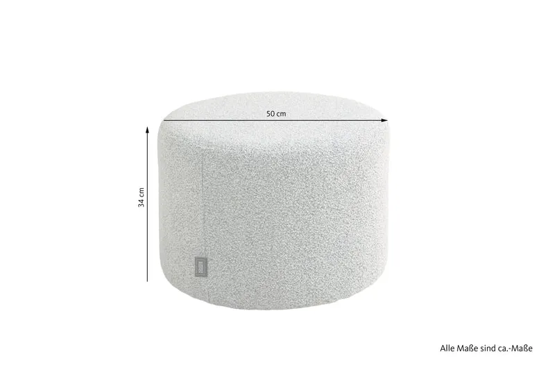 HOCKER ALVIK 01, Bezug in Bouclé grau/greige