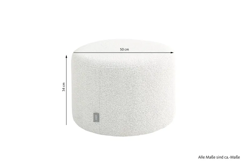 HOCKER ALVIK 01, Bezug in Bouclé grau/greige