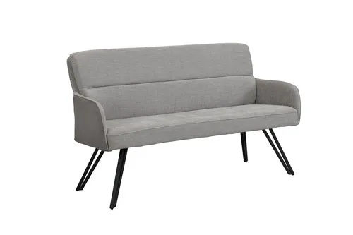 Bank TINO / Webstoff und Mikrofaser Bezug schwarz oder hellgrau / Gestell in schwarz / Aufgedoppelter Rücken / Küchenbank, Sitzbank, Esszimmerbank / B 140 x H 94 x T 67 cm oder B 160 x H 94 x T 67 cm
