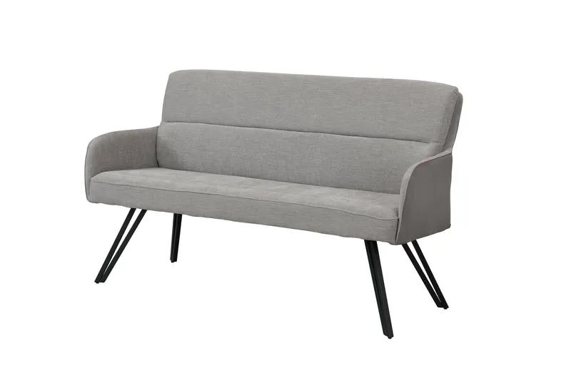 Bank TINO / Webstoff und Mikrofaser Bezug schwarz oder hellgrau / Gestell in schwarz / Aufgedoppelter Rücken / Küchenbank, Sitzbank, Esszimmerbank / B 140 x H 94 x T 67 cm oder B 160 x H 94 x T 67 cm