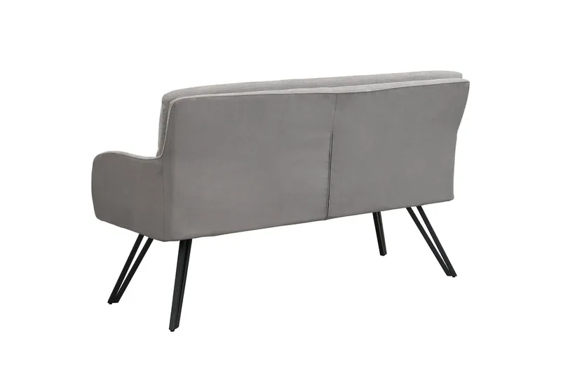 Bank TINO / Webstoff und Mikrofaser Bezug schwarz oder hellgrau / Gestell in schwarz / Aufgedoppelter Rücken / Küchenbank, Sitzbank, Esszimmerbank / B 140 x H 94 x T 67 cm oder B 160 x H 94 x T 67 cm