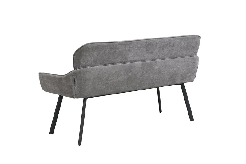 Bank RICO / Webstoffbezug in dunkelgrau oder taupe, Gestell in schwarz / Taschenfederkern, aufgedoppelter Rücken / Esszimmerbank, Sitzbank / B 140 x H 90 x T 62 cm oder B 160 x H 90 x T 62 cm