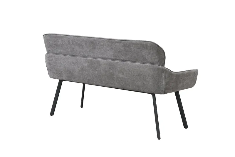 Bank RICO / Webstoffbezug in dunkelgrau oder taupe, Gestell in schwarz / Taschenfederkern, aufgedoppelter Rücken / Esszimmerbank, Sitzbank / B 140 x H 90 x T 62 cm oder B 160 x H 90 x T 62 cm