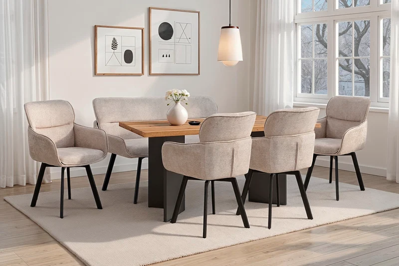 Tisch MARTEN / Tischplatte in Evoke Eiche - Optik, Gestell in anthrazit / stabile Konstruktion, bis 6 Personen / Esstisch / Küchentisch / Maße: 138 x 90, H 75,5 cm oder 160 x 90, H 75,5 cm
