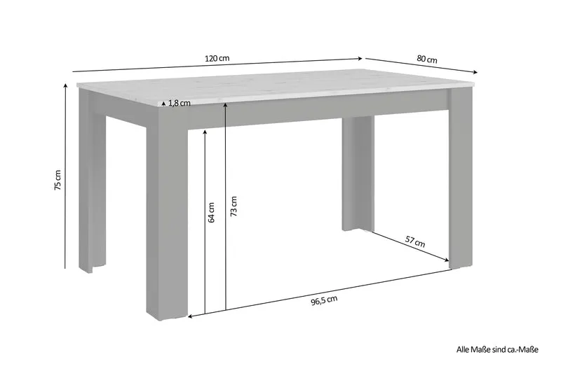 Esstisch NORI / Moderner Küchentisch in Eiche-Optik / Untergestell Melamin anthrazit oder weiß / Großer Tisch / Breite: 120, 140 oder 160 cm