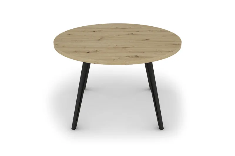 Esstisch MARTA / runde Tischplatte Artisan Eiche / Gestell Metall schwarz matt / Küchentisch für bis zu 5 Personen / D 120 cm, H 76 cm