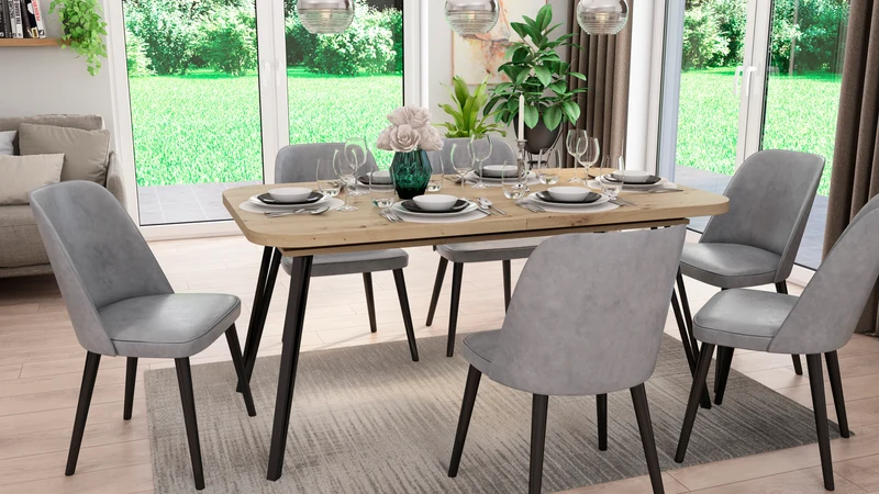 Esszimmertisch LIFE / Eiche-Optik braun / großer Auszugstisch 160 cm bis 240 cm / Tisch mit Ausziehfunktion / Tisch mit Synchronauszug und 2 Einlegeplatten / 160-240 x 90, H 76 cm