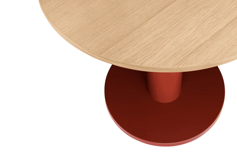 Table à manger ronde en frêne et acier rouge et beige 80x80x73 cm Sool Café - noo.ma