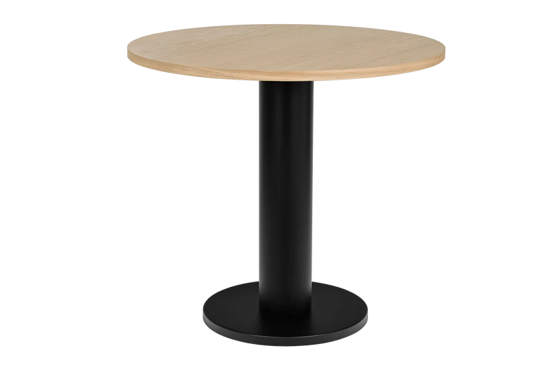 Table à manger ronde en chêne et acier noir et beige 80x80x73 cm Sool Café - noo.ma