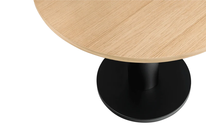 Table à manger ronde en chêne et acier noir et beige 80x80x73 cm Sool Café - noo.ma