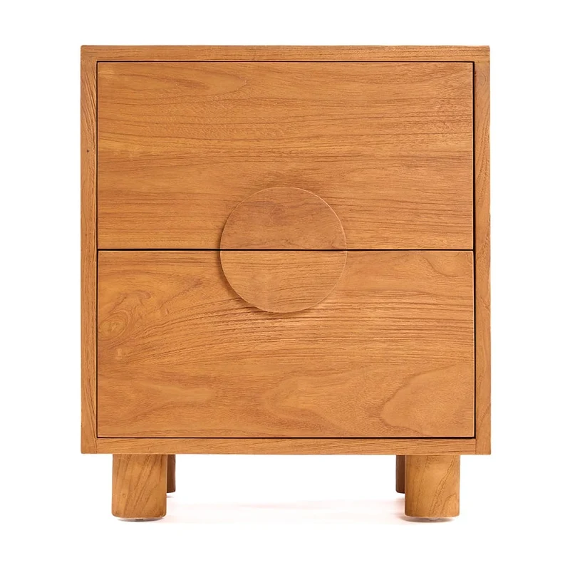 Table de chevet en teck naturel marron 50x40x58cm Eclipse - Bazar Bizar