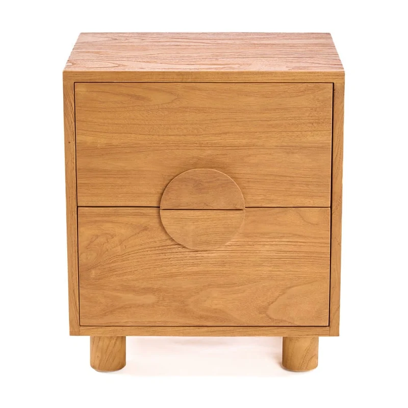 Table de chevet en teck naturel marron 50x40x58cm Eclipse - Bazar Bizar