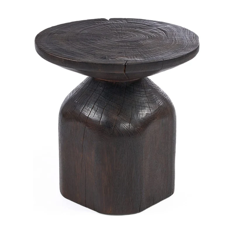 Table d'appoint ronde en bois marron foncé 50x50x50cm Drumline - Bazar Bizar