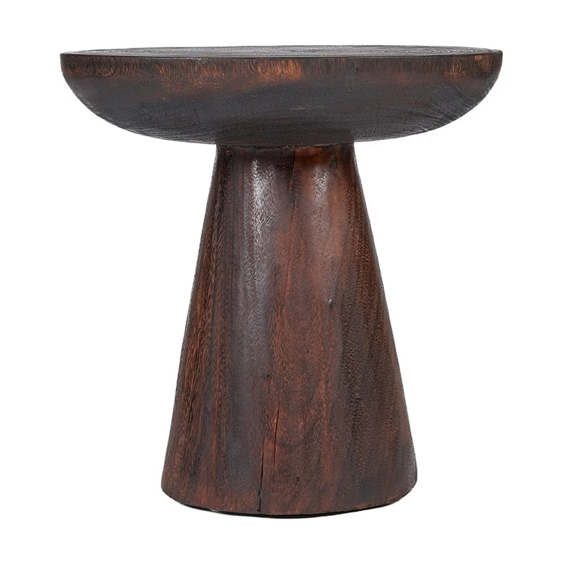 Table d'appoint ronde en bois marron foncé 50x50x50cm Cone Alone - Bazar Bizar