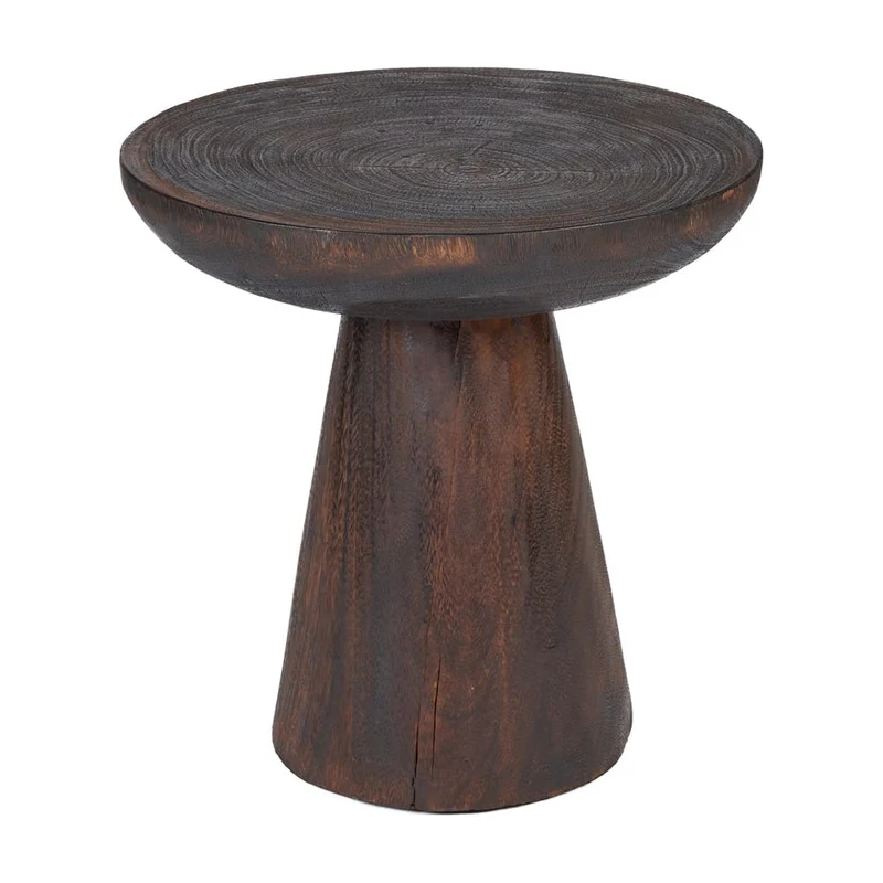 Table d'appoint ronde en bois marron foncé 50x50x50cm Cone Alone - Bazar Bizar