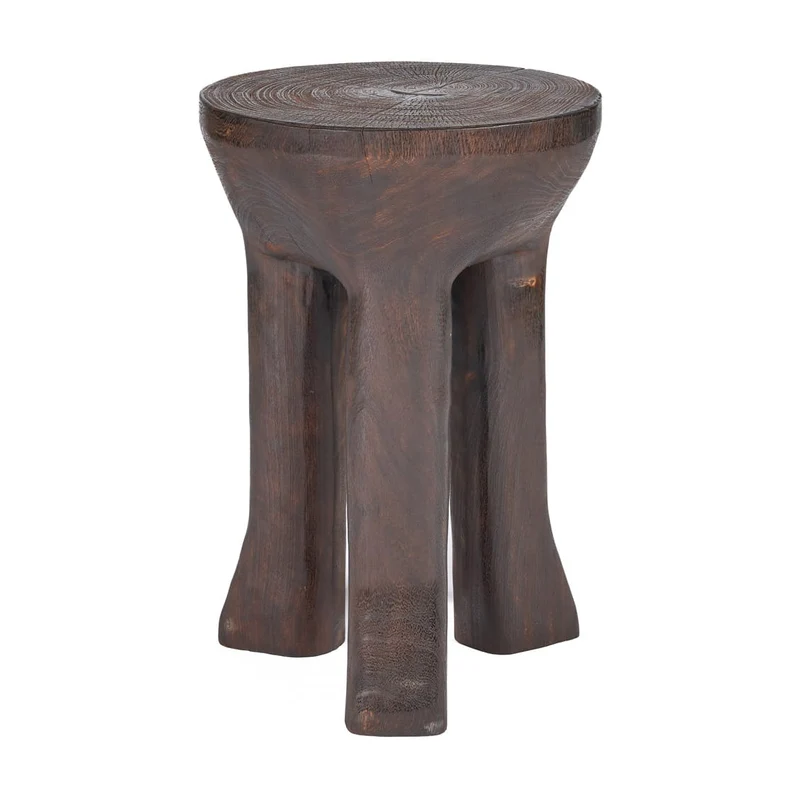 Table d'appoint ronde en bois marron foncé 40x40x60cm Java Tripod - Bazar Bizar