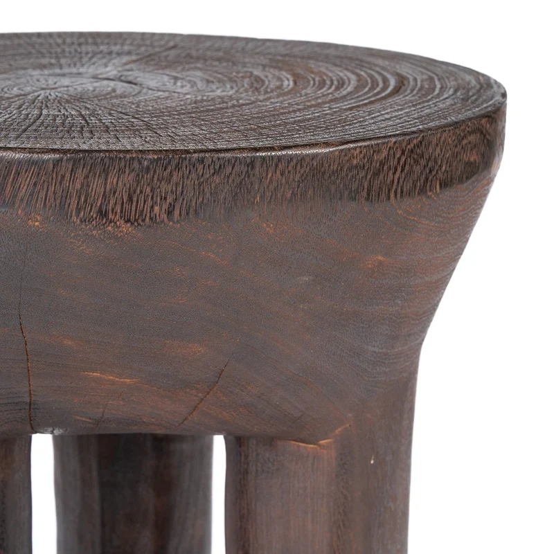 Table d'appoint ronde en bois marron foncé 40x40x60cm Java Tripod - Bazar Bizar
