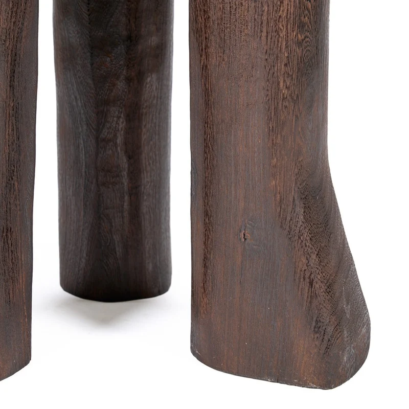 Table d'appoint ronde en bois marron foncé 40x40x60cm Java Tripod - Bazar Bizar