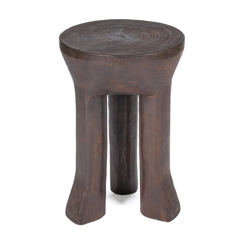 Table d'appoint ronde en bois marron foncé 40x40x60cm Java Tripod - Bazar Bizar
