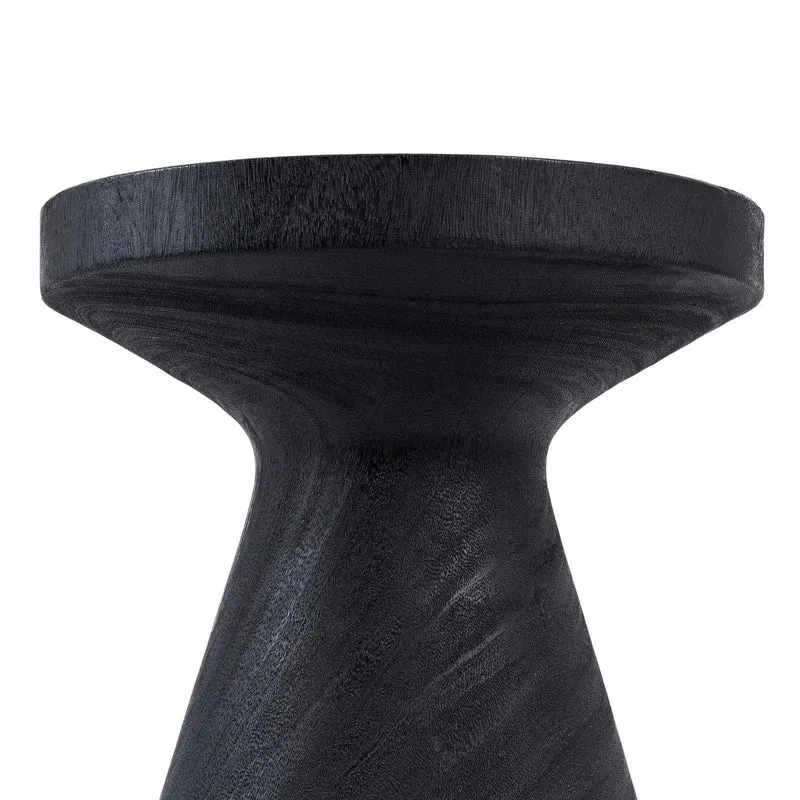 Table d'appoint ronde en bois de suar massif noir 40x40x40cm Gravity - Bazar Bizar