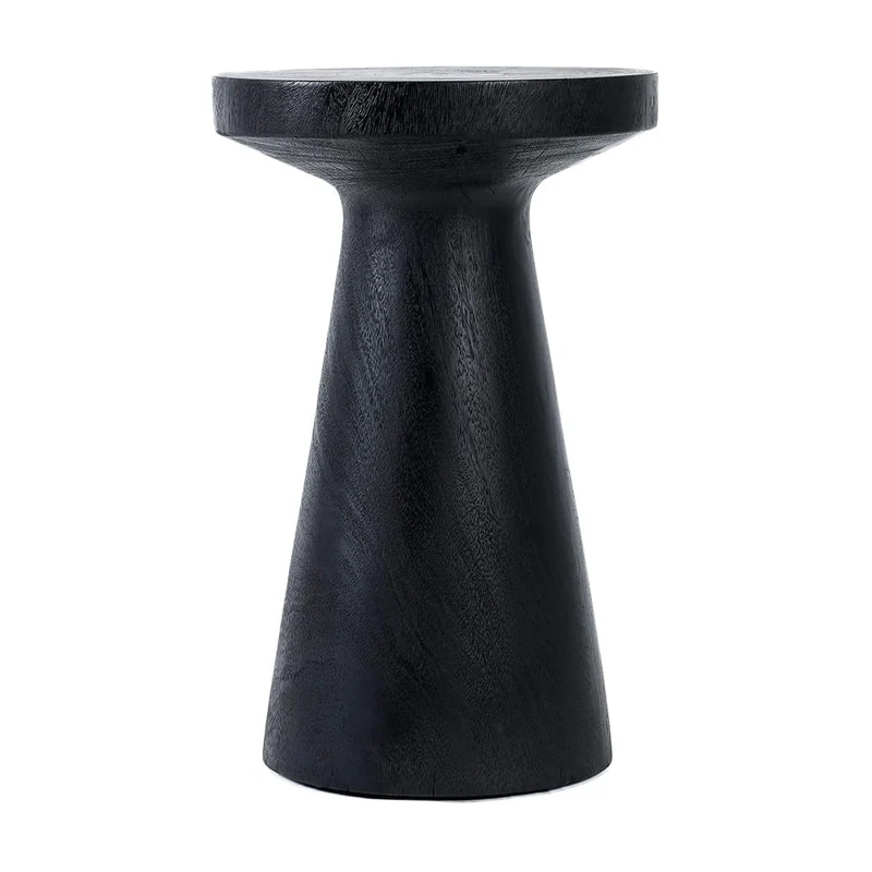 Table d'appoint ronde en bois de suar massif noir 40x40x60cm Fiji - Bazar Bizar