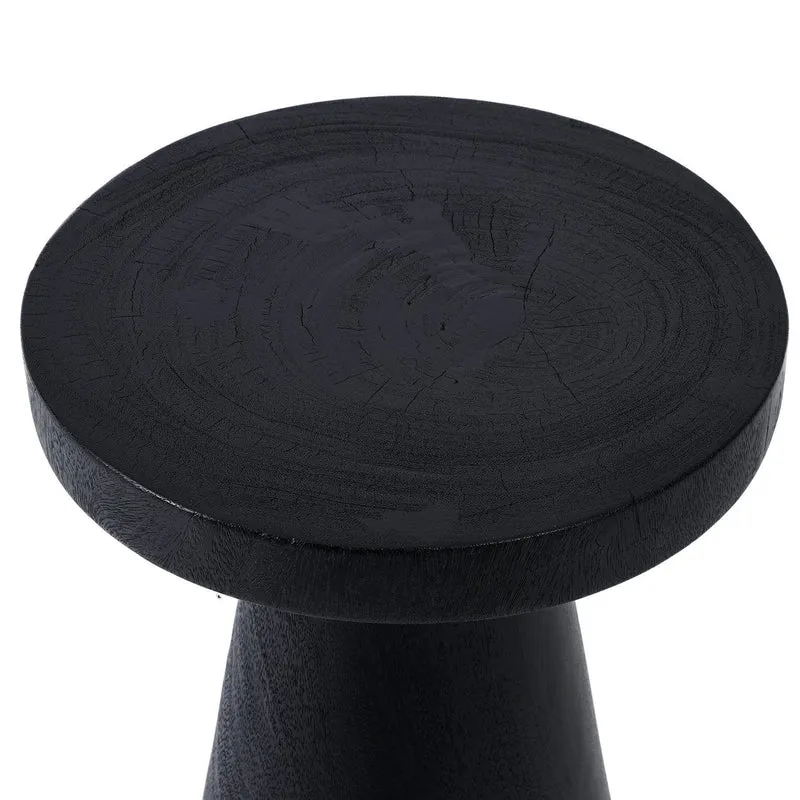 Table d'appoint ronde en bois de suar massif noir 40x40x60cm Fiji - Bazar Bizar