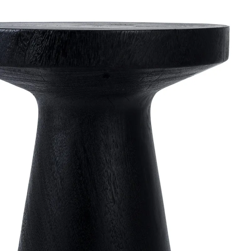 Table d'appoint ronde en bois de suar massif noir 40x40x60cm Fiji - Bazar Bizar