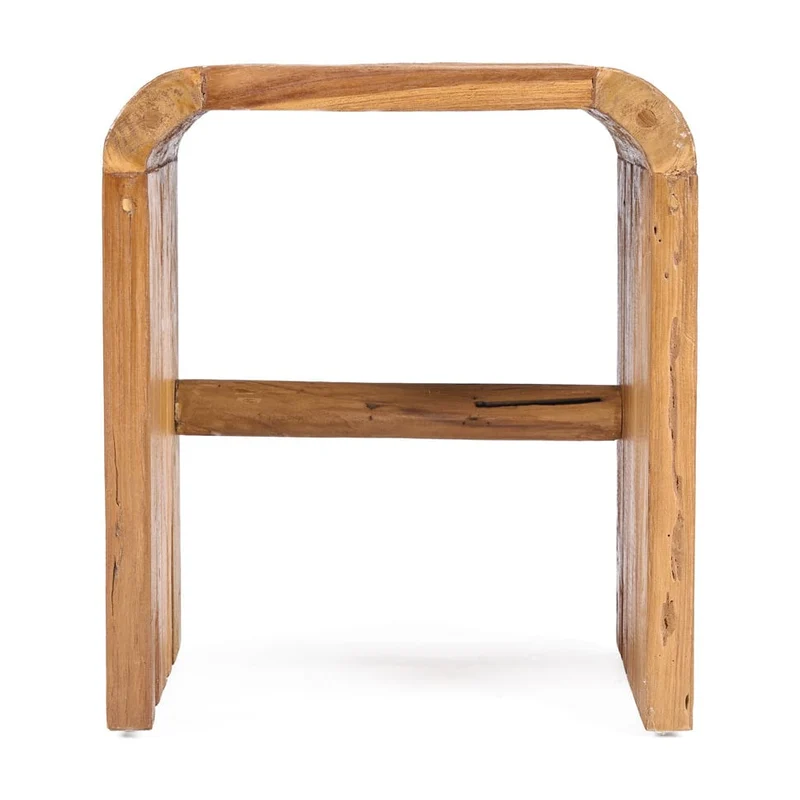 Table d'appoint en teck massif naturel marron 40x30x45cm Arc - Bazar Bizar