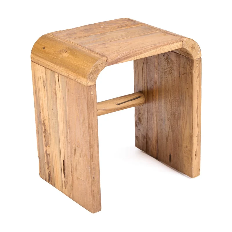 Table d'appoint en teck massif naturel marron 40x30x45cm Arc - Bazar Bizar