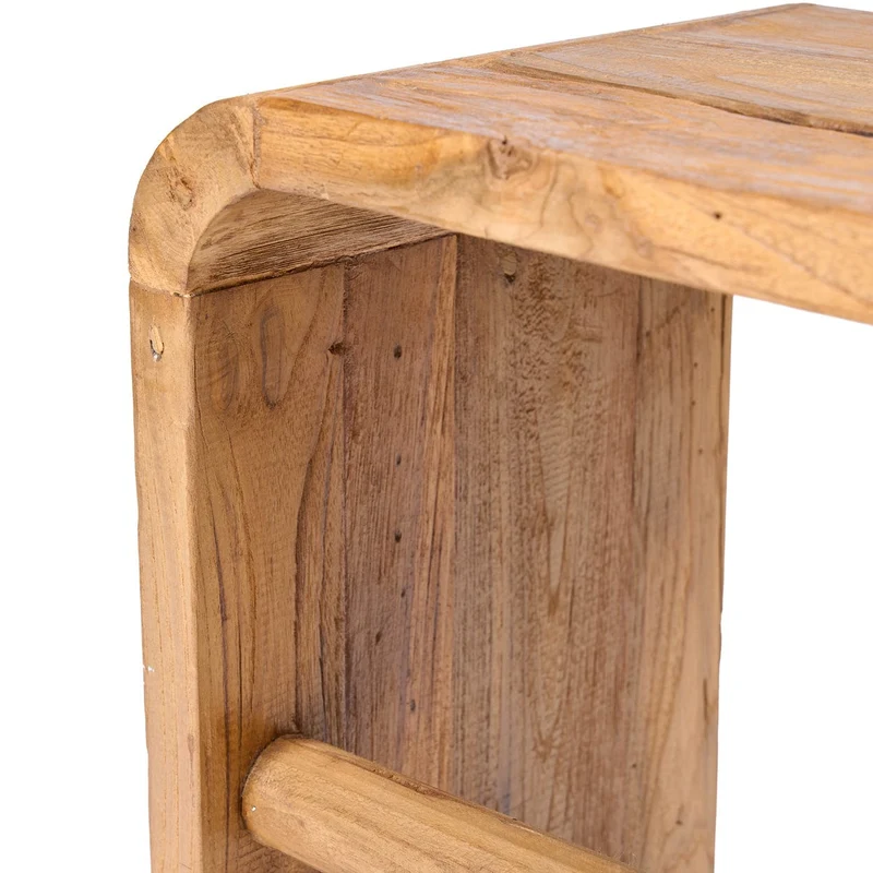 Table d'appoint en teck massif naturel marron 40x30x45cm Arc - Bazar Bizar