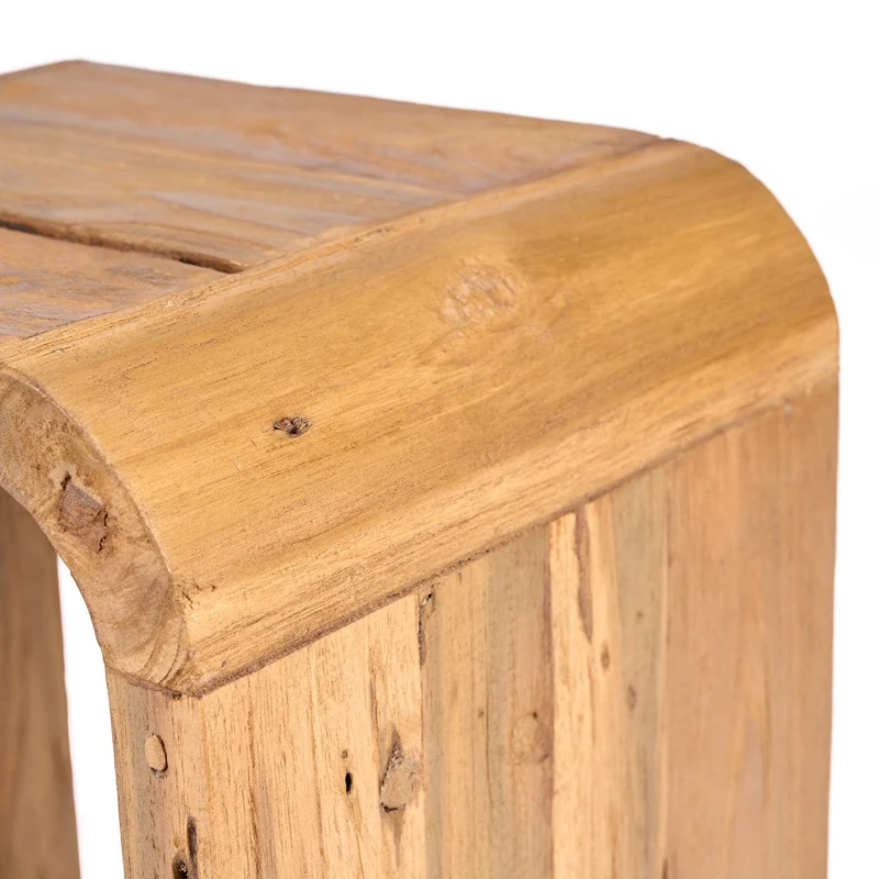 Table d'appoint en teck massif naturel marron 40x30x45cm Arc - Bazar Bizar