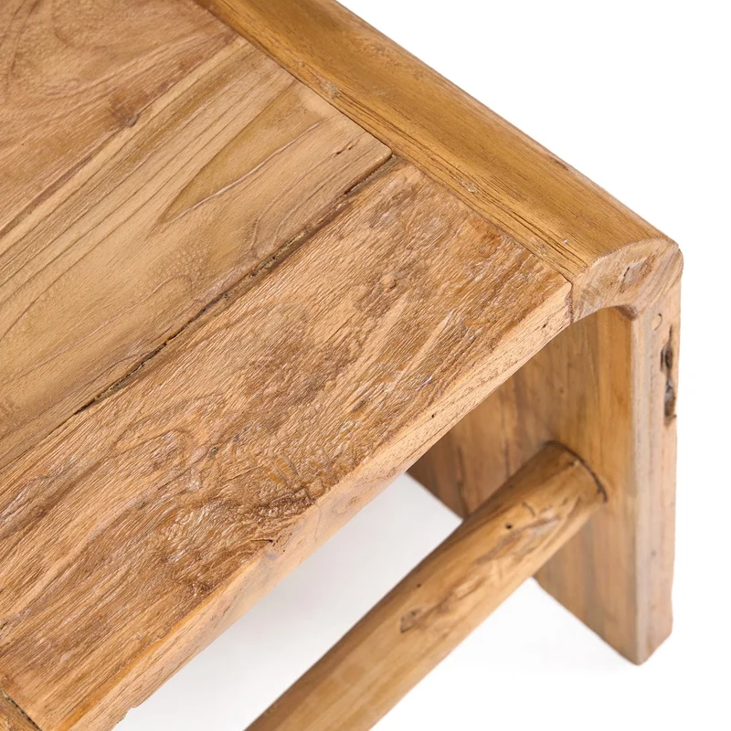 Table d'appoint en teck massif naturel marron 40x30x45cm Arc - Bazar Bizar